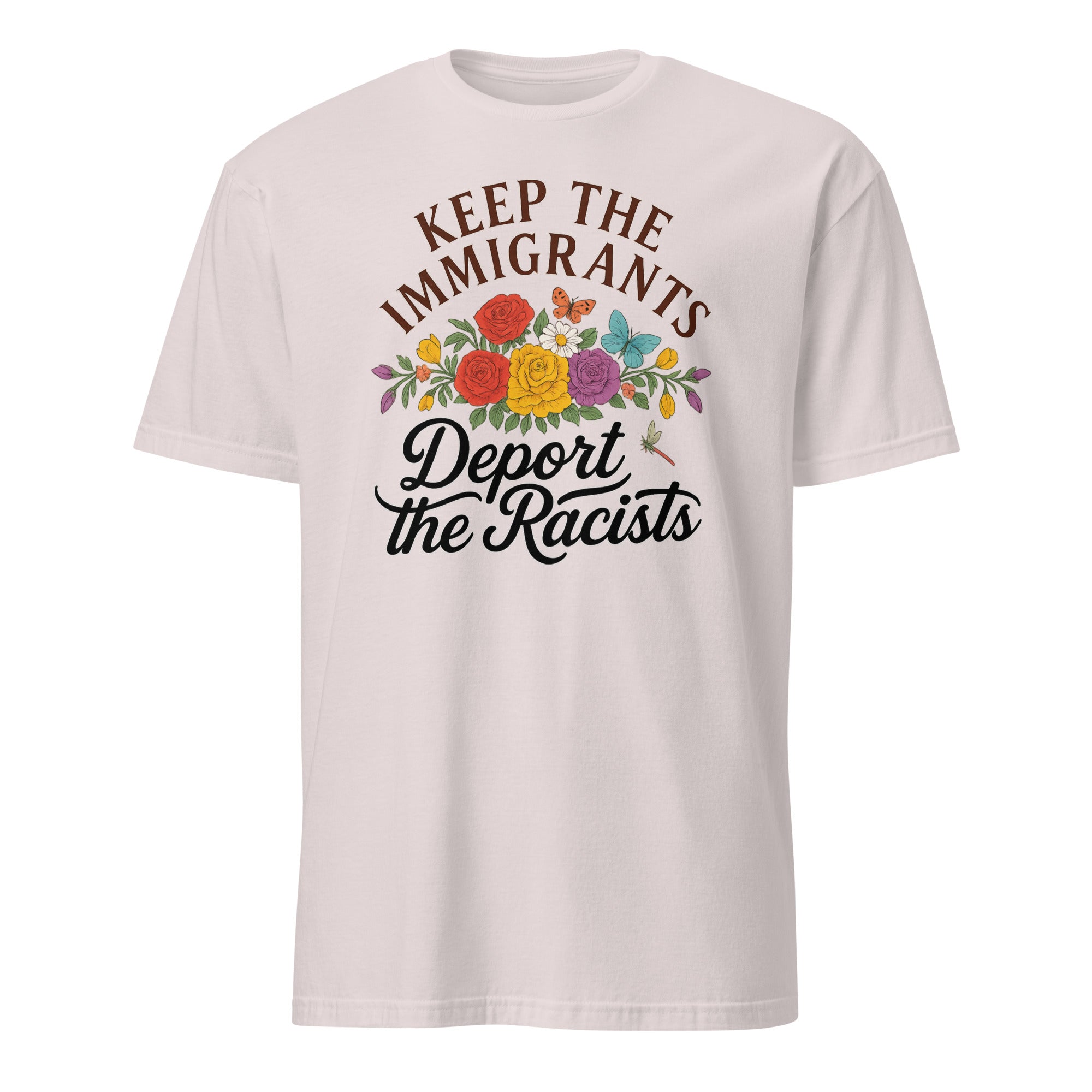 Keep the Immigrants Deport the Racists T-Shirt in Ice Grey by Cuccico