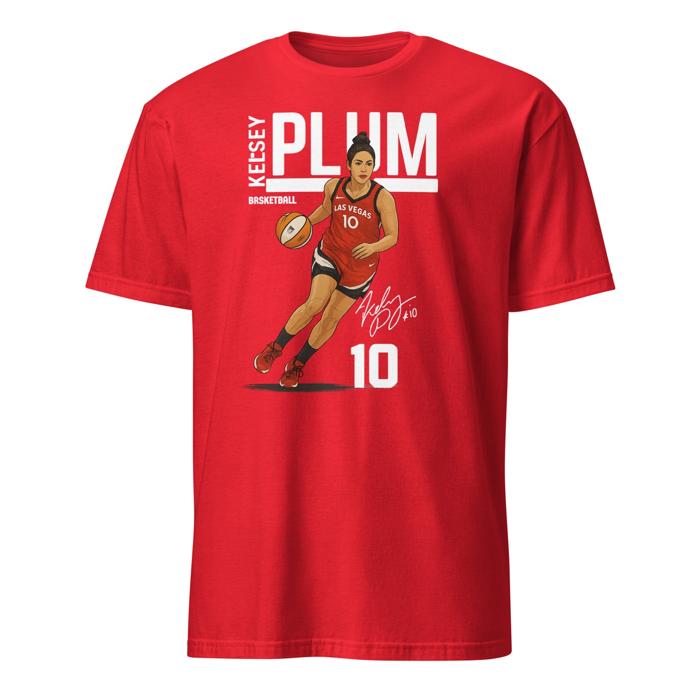 Kelsey Plum Throwing T-Shirt in red – basketball fan t-shirt