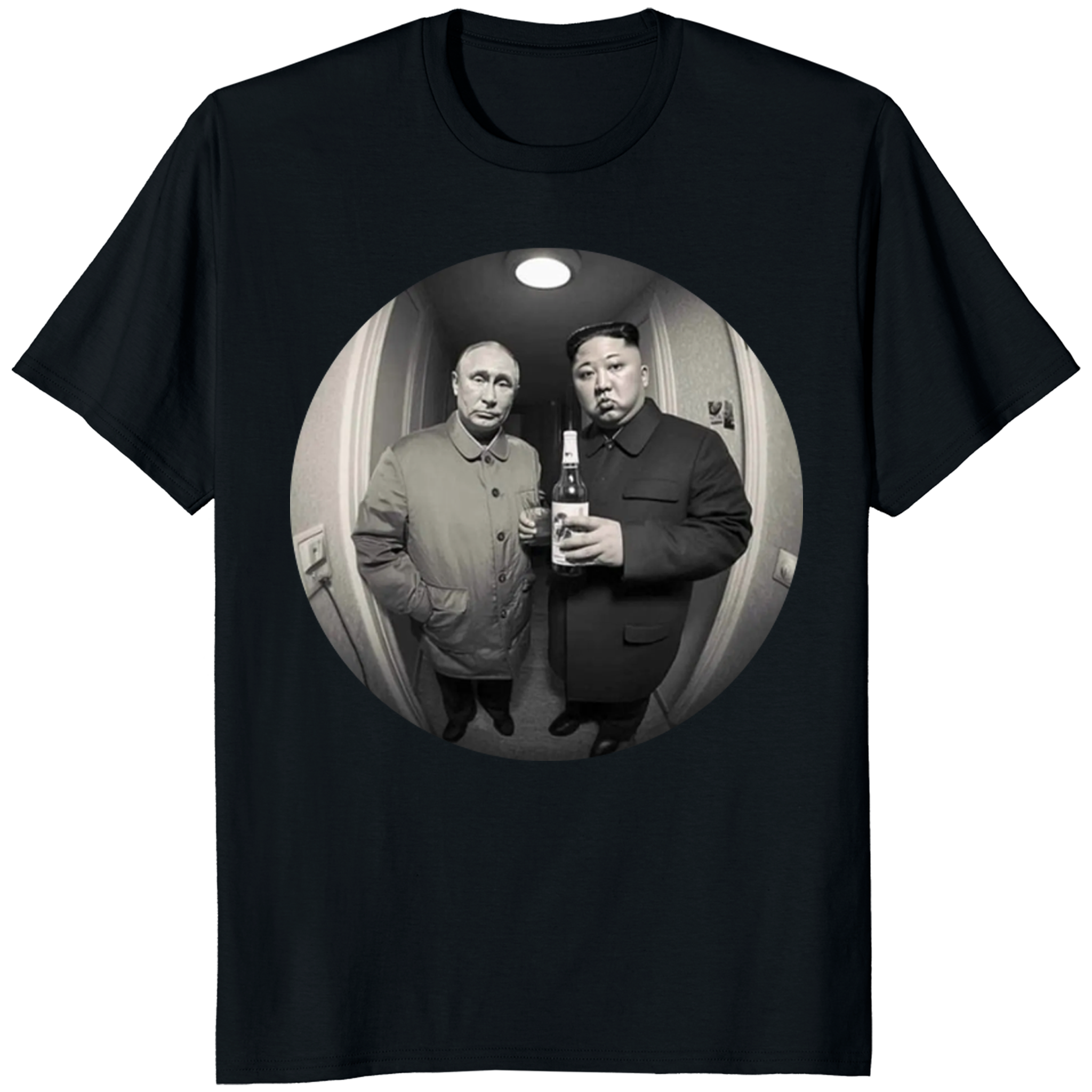 Kim and Putin T-shirt in black by Cuccico