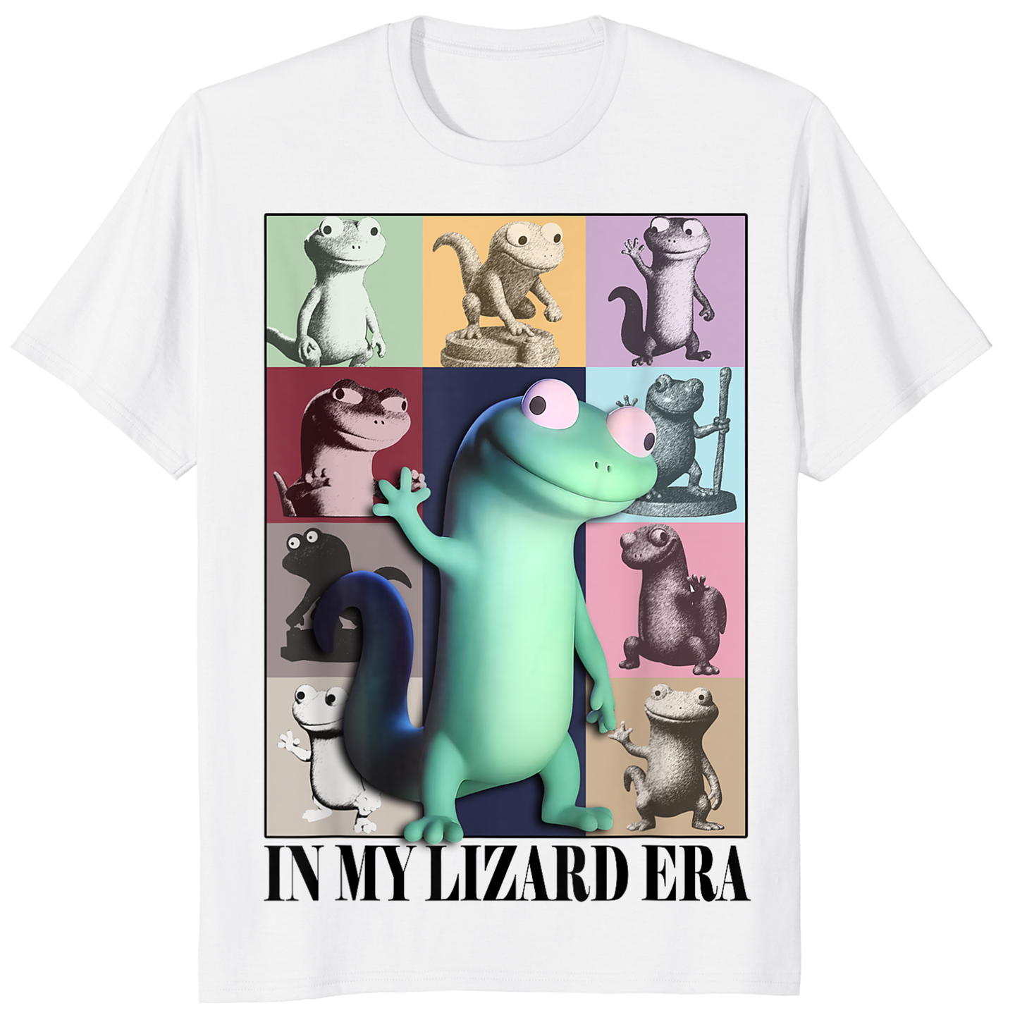 White Lizard Lizard Lizard Meme T-Shirt with Funny Weirdcore Animal design for Gen Z