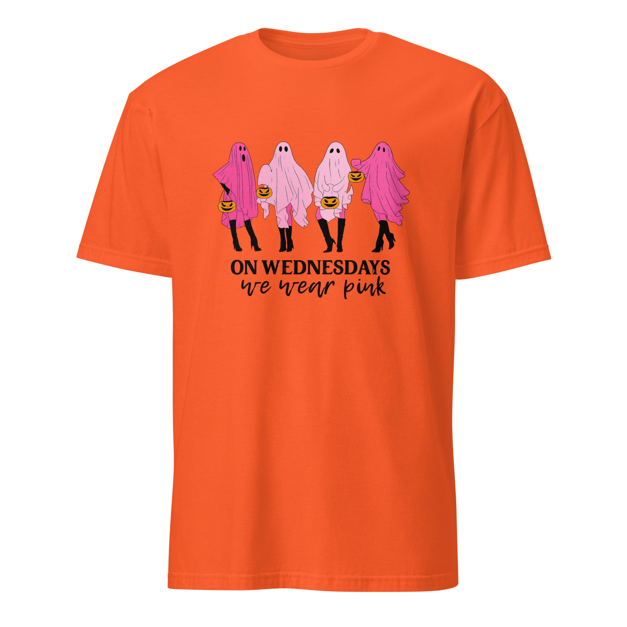 Orange On Wednesday We Wear Pink Ghost Shirt by Cuccico – Funny Pink Ghost Halloween Shirt