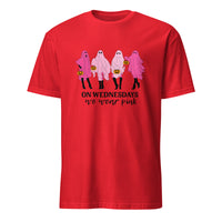 Red On Wednesday We Wear Pink Ghost Shirt by Cuccico – Halloween Mean Girls Pink Ghost Tee