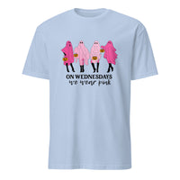 Light blue On Wednesday We Wear Pink Ghost Shirt by Cuccico – Halloween Pink Ghost Tee
