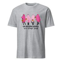 Sport grey On Wednesday We Wear Pink Ghost Shirt by Cuccico – Cute Pink Ghost Halloween Tee