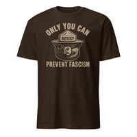 Only You Can Prevent Fascism Shirt in dark chocolate brown by Cuccico – eco-conscious activist shirt