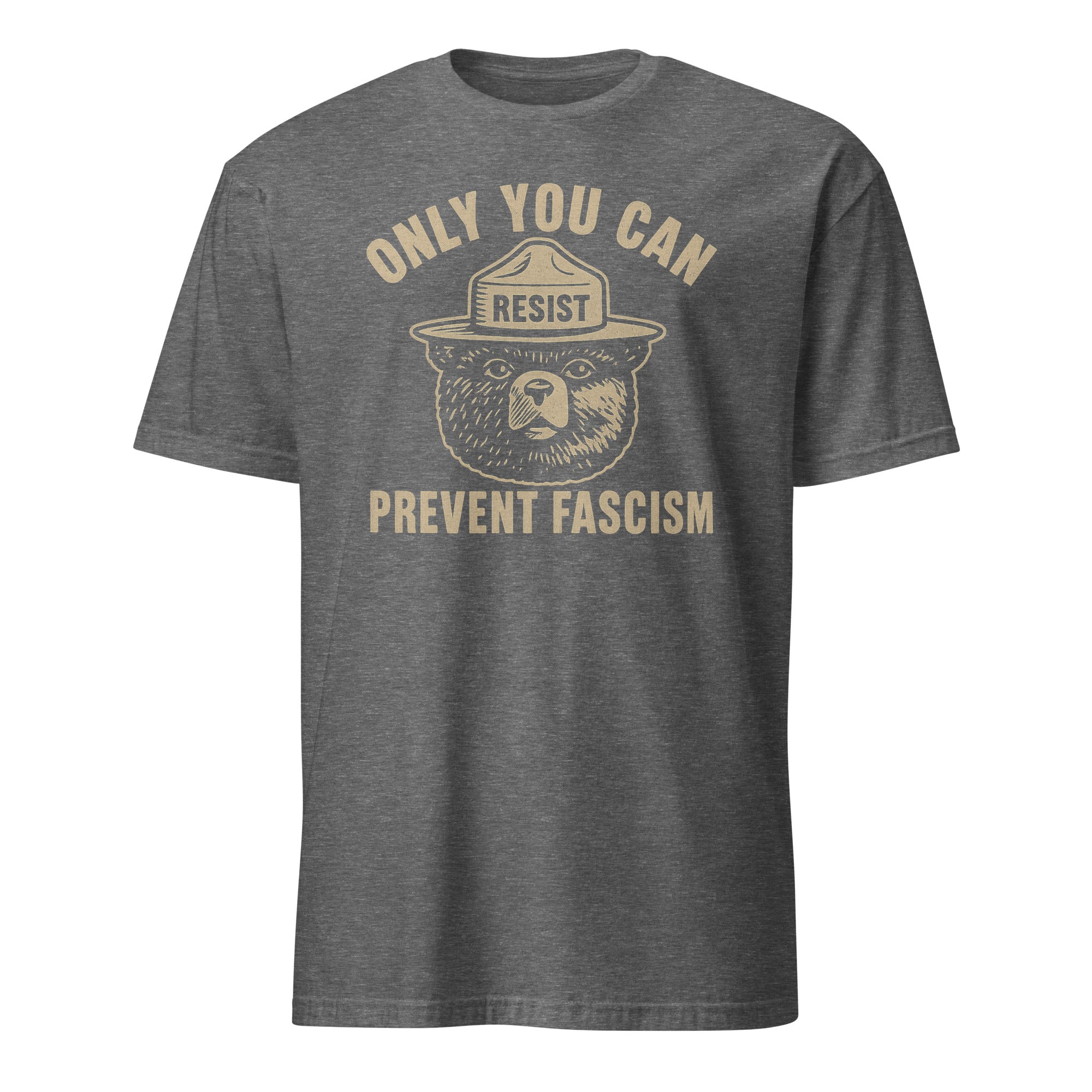 Only You Can Prevent Fascism Shirt in graphite heather by Cuccico – activist tee supporting national parks