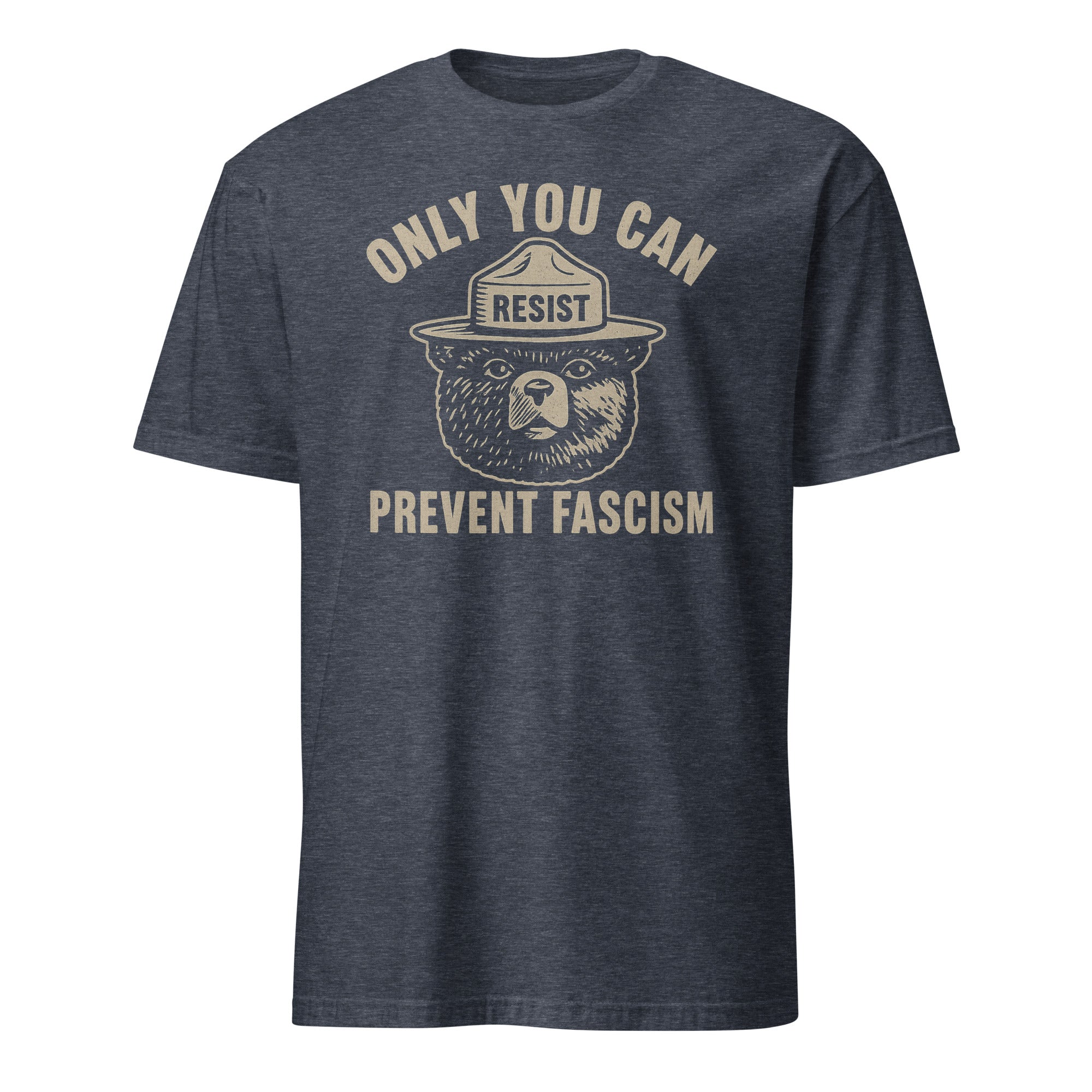 Only You Can Prevent Fascism Shirt in heather navy by Cuccico – Protect Our National Park sustainable tee