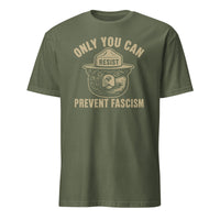 Only You Can Prevent Fascism Shirt in military green by Cuccico – eco-friendly activist protest tee