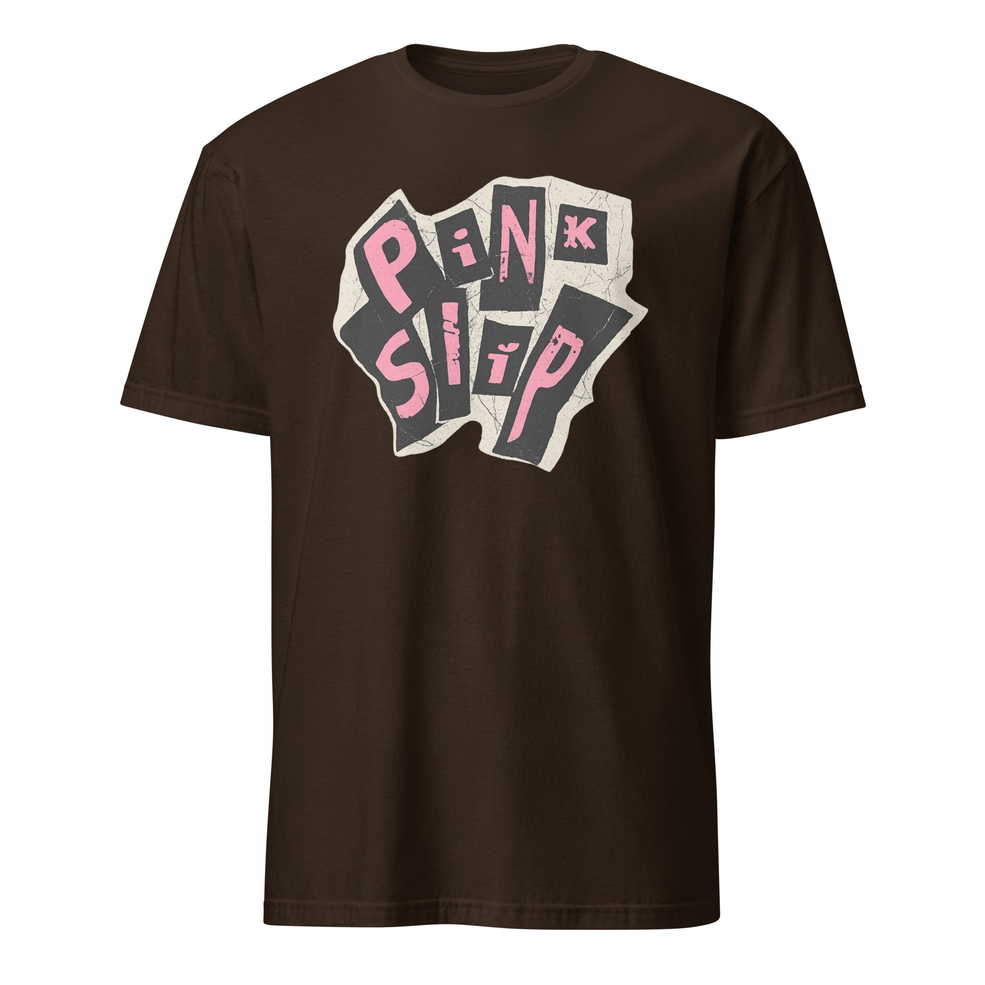 Pink Slip T-Shirt Freakier Friday design in dark chocolate by Cuccico