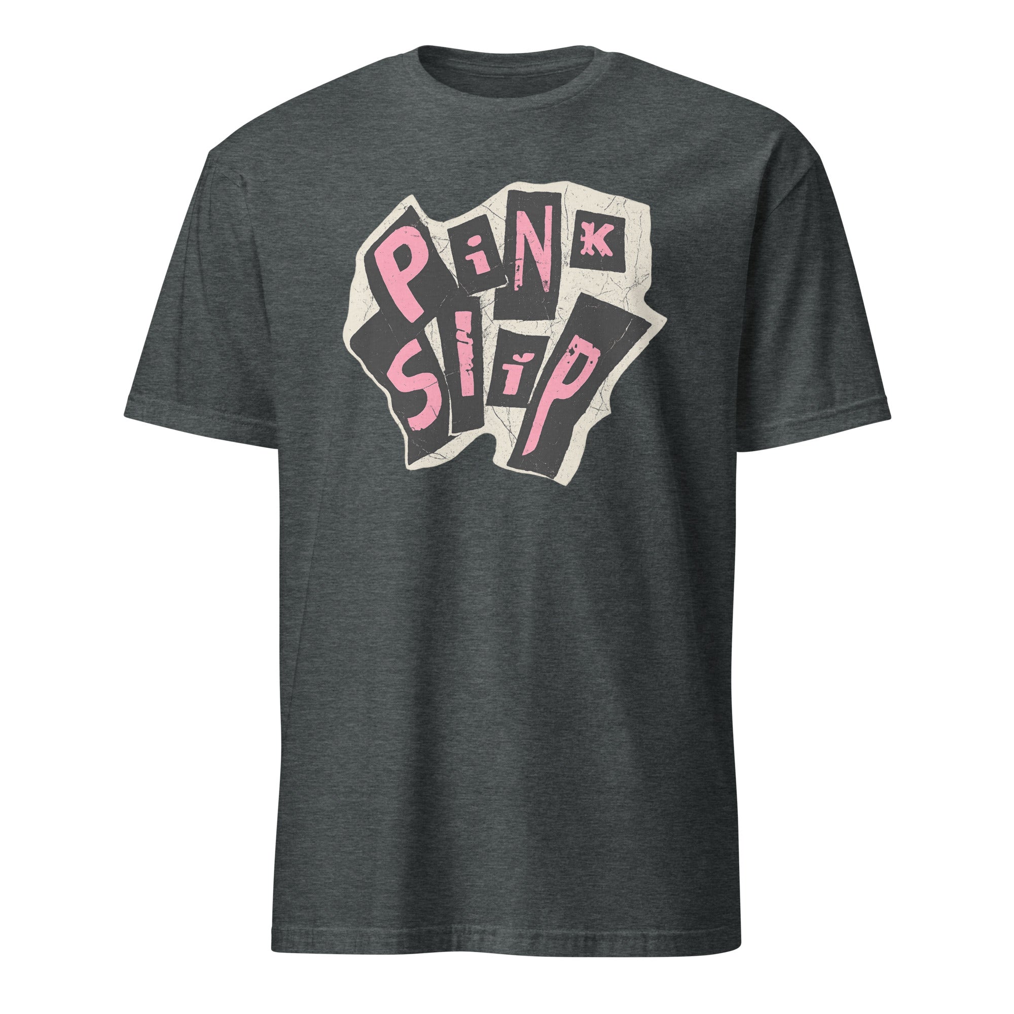 Pink Slip T-Shirt Freakier Friday design in dark heather by Cuccico