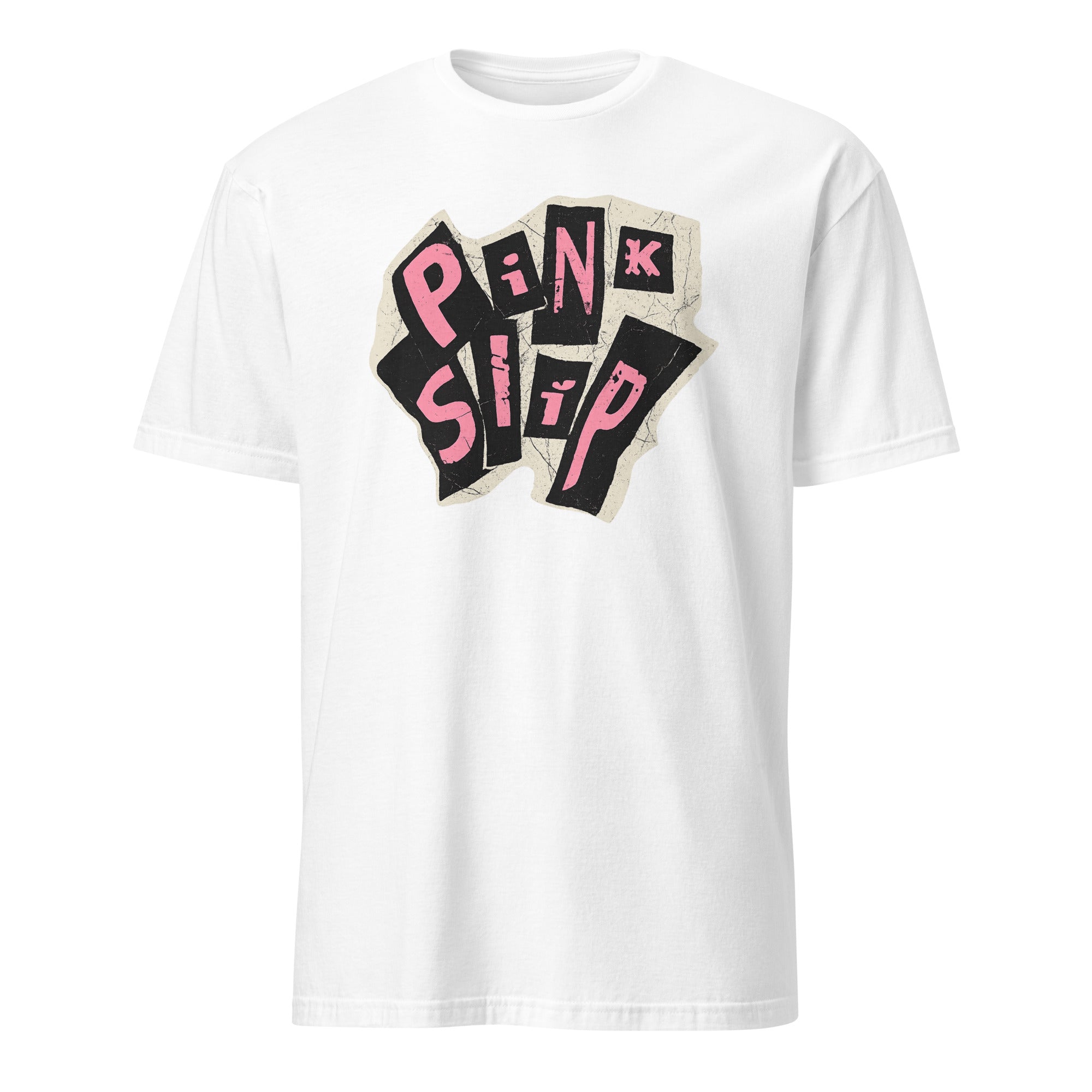 Pink Slip T-Shirt Freakier Friday design in white by Cuccic