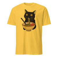 Ramen Black Cat T-Shirt in Daisy – Bright Kawaii Ramen Cat Meme Tee