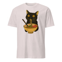 Ramen Black Cat T-Shirt in Ice Grey – Cute Minimalist Cat Noodle Shirt