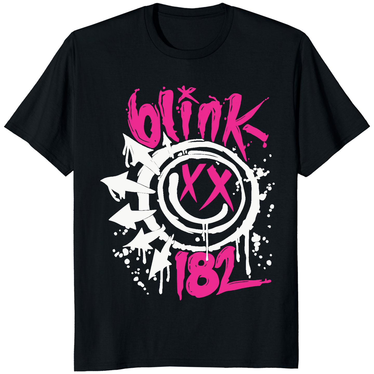 Retro Smile Face Shirt in black featuring Blink 182 Rock Shirt design by Cuccico