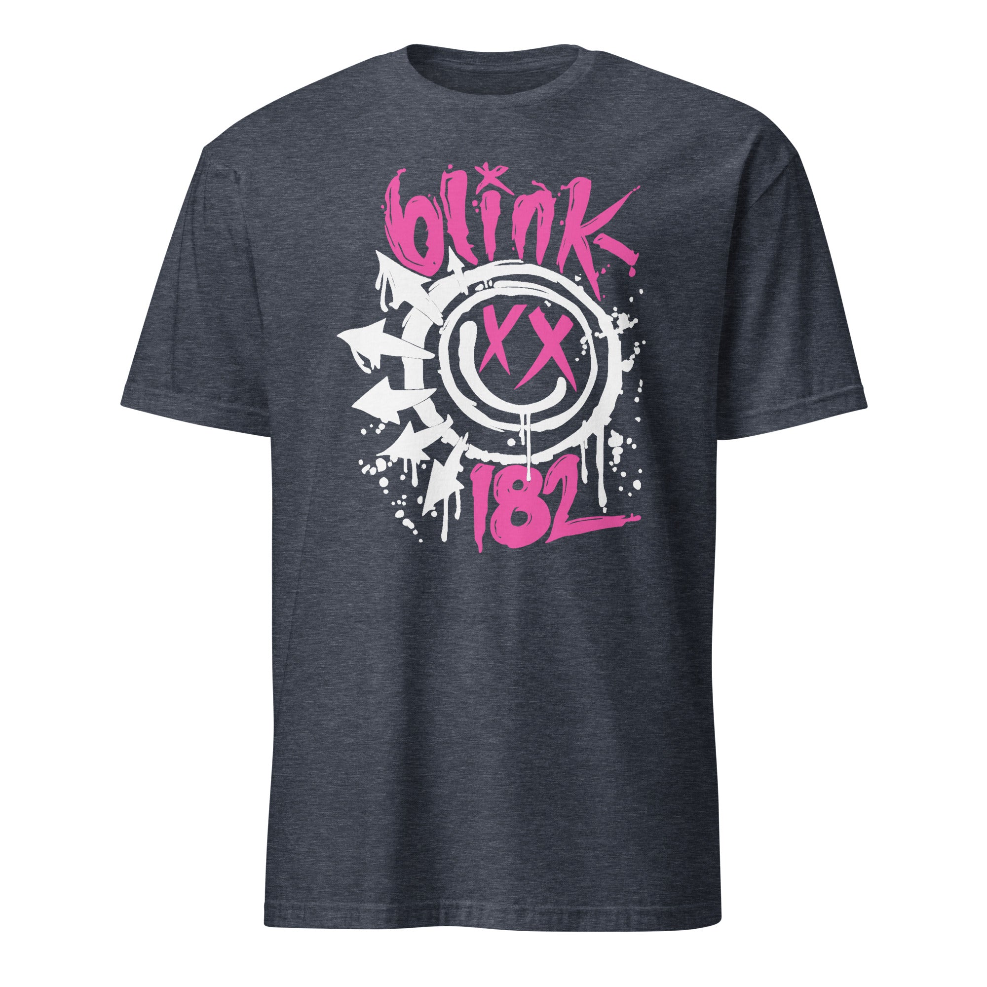 Retro Smile Face Shirt in heather navy featuring Blink 182 Rock Shirt design by Cuccico