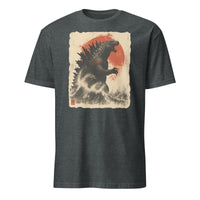 Retro Vintage Godzilla Great Wave T-Shirt in Dark Heather by Cuccico