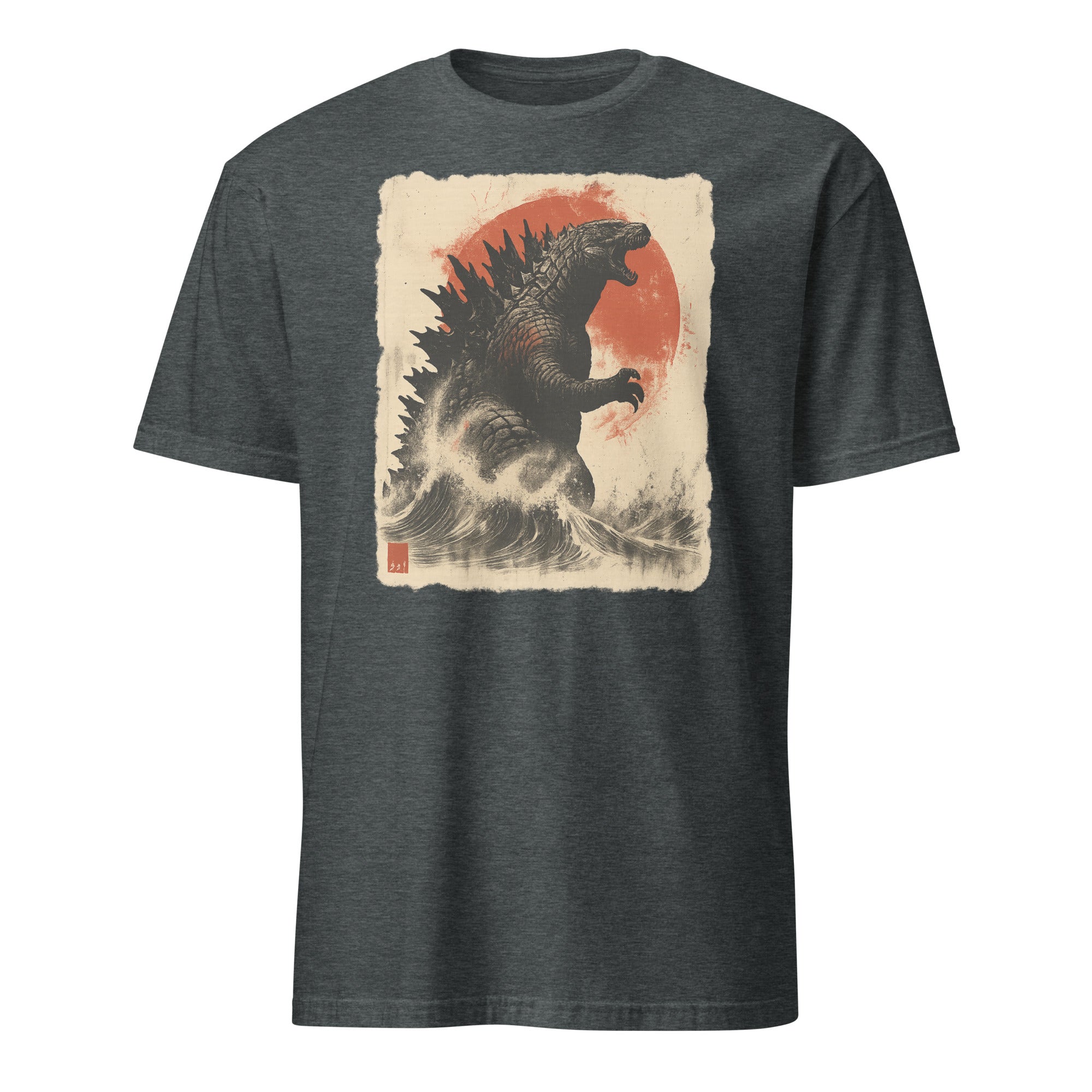 Retro Vintage Godzilla Great Wave T-Shirt in Dark Heather by Cuccico