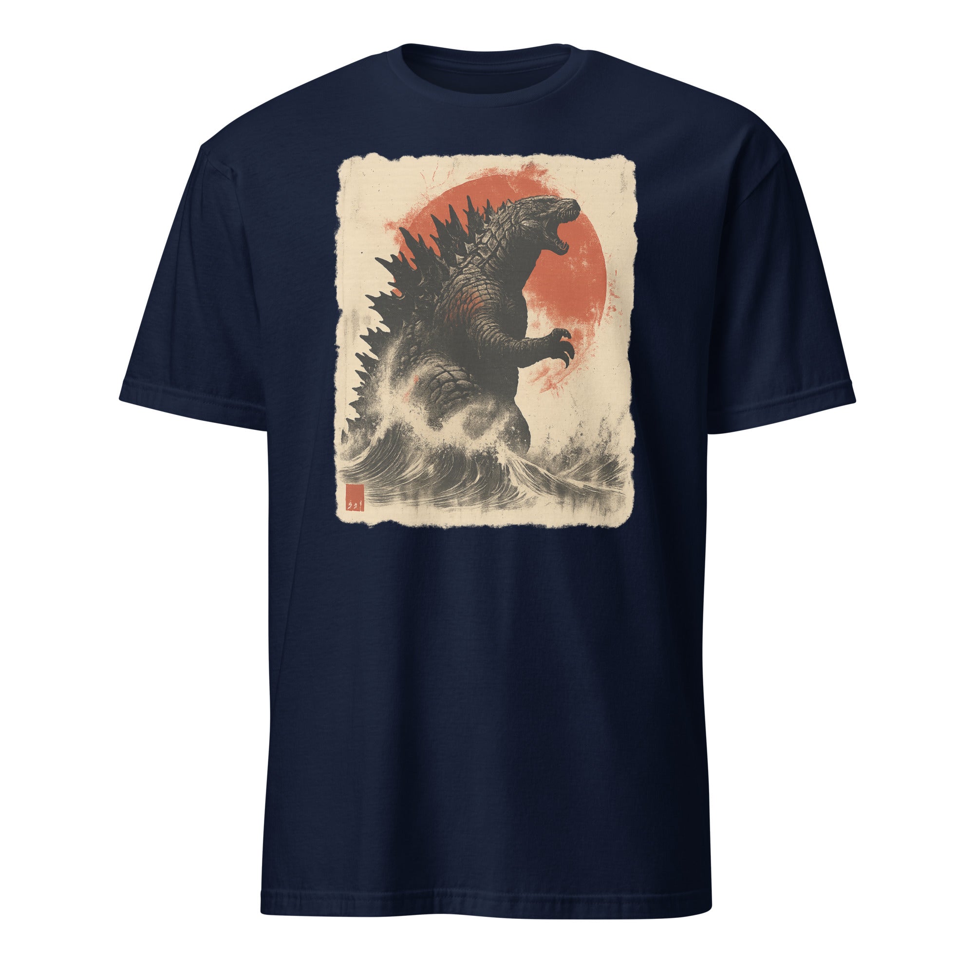 Retro Vintage Godzilla Great Wave T-Shirt in Navy by Cuccico
