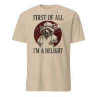 Cuccico First Of All I’m A Delight Raccoon Nurse Tee in Sand