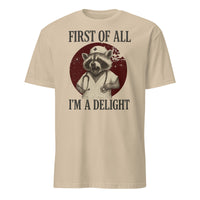 Cuccico First Of All I’m A Delight Raccoon Nurse Tee in Sand