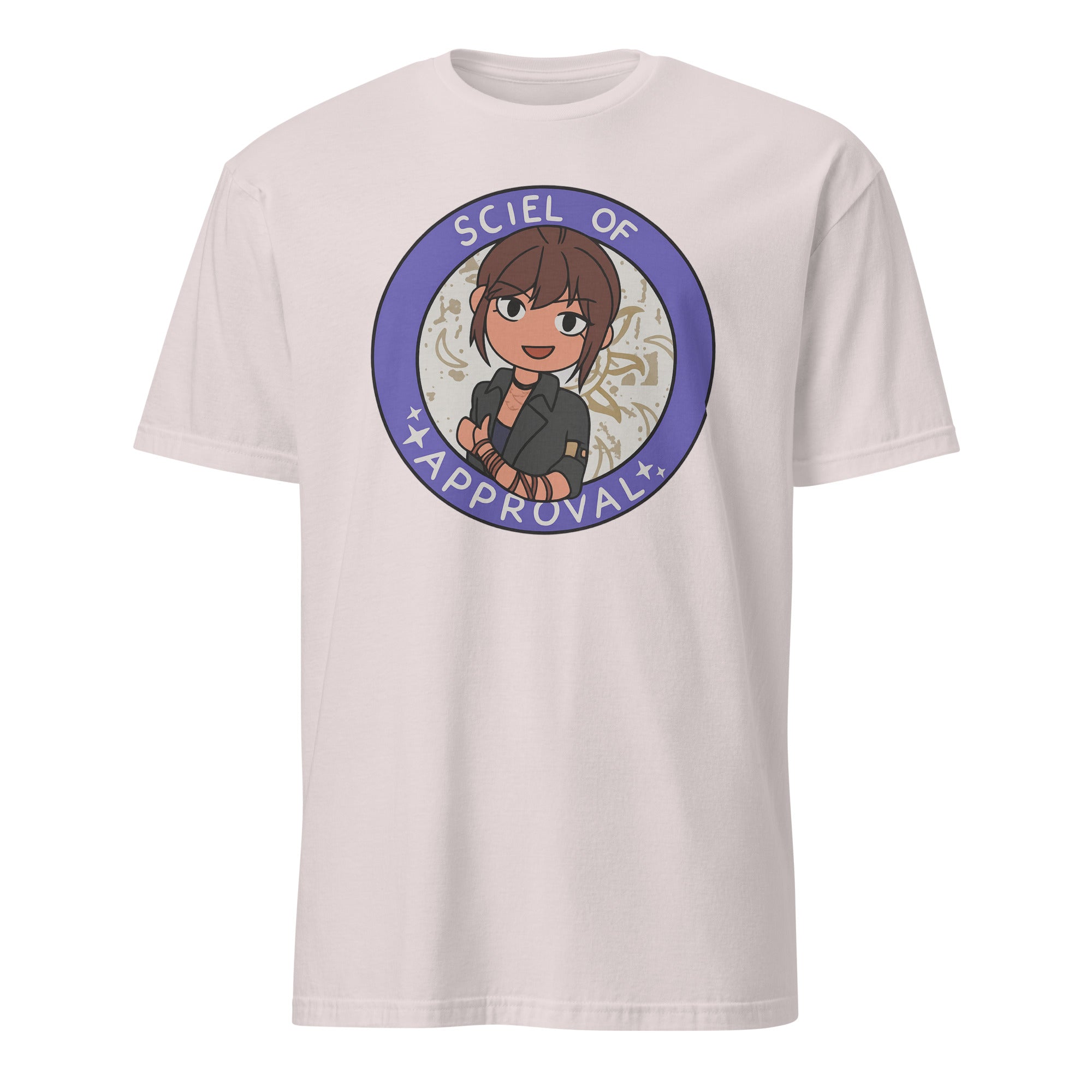 Sciel of Approval T-Shirt in ice grey dark fantasy RPG tee by Cuccico featuring Sciel from Expedition 33