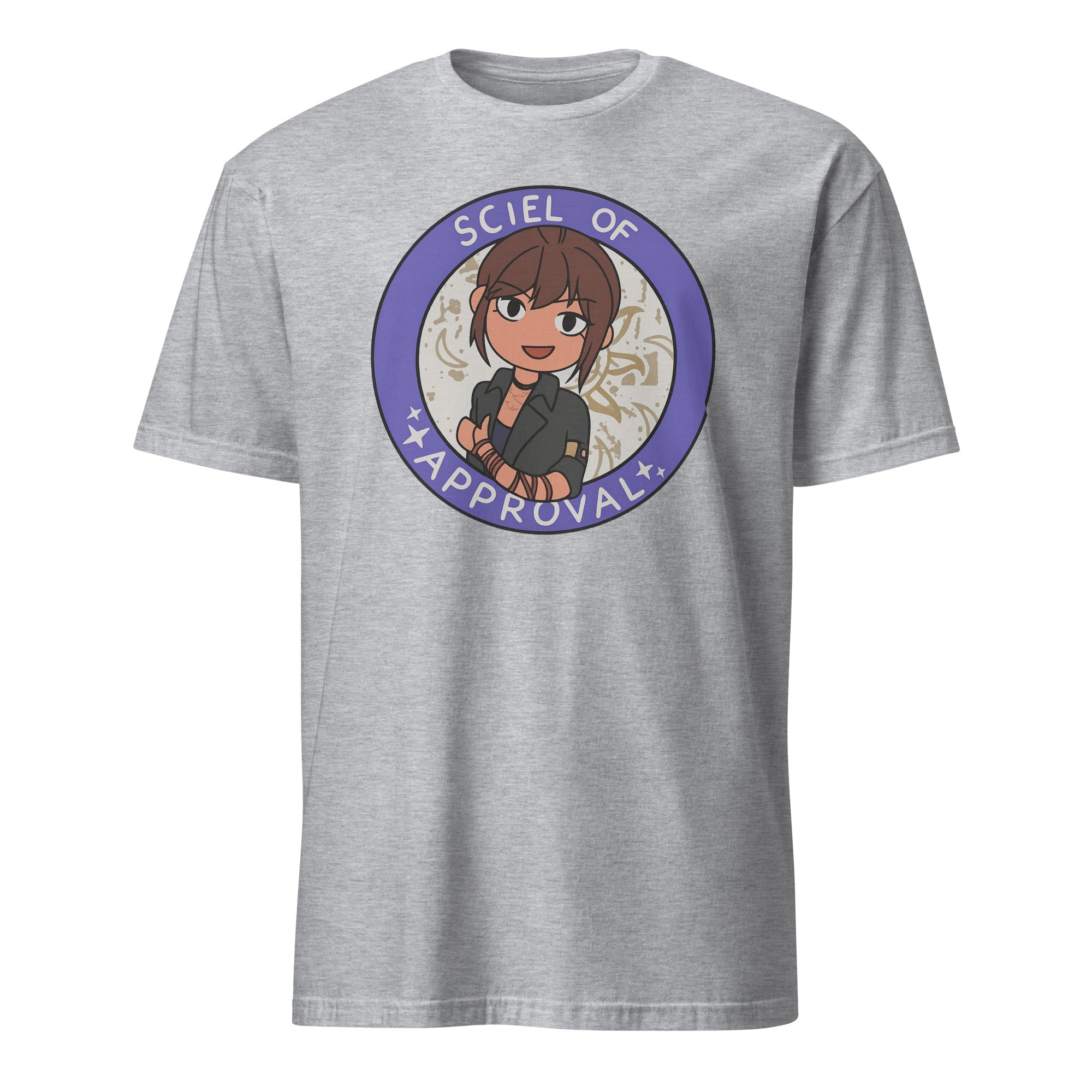 Sciel of Approval T-Shirt in sport grey JRPG graphic design by Cuccico from Clair Obscur Expedition 33
