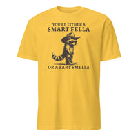 Daisy yellow Smart Fella or Fart Smella Retro Raccoon Shirt by Cuccico
