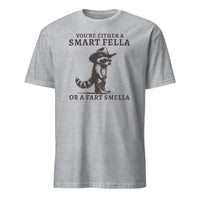 Sport grey Smart Fella or Fart Smella Retro Raccoon Shirt by Cuccico