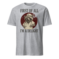 Cuccico First Of All I’m A Delight Raccoon Nurse Tee in Sport Grey