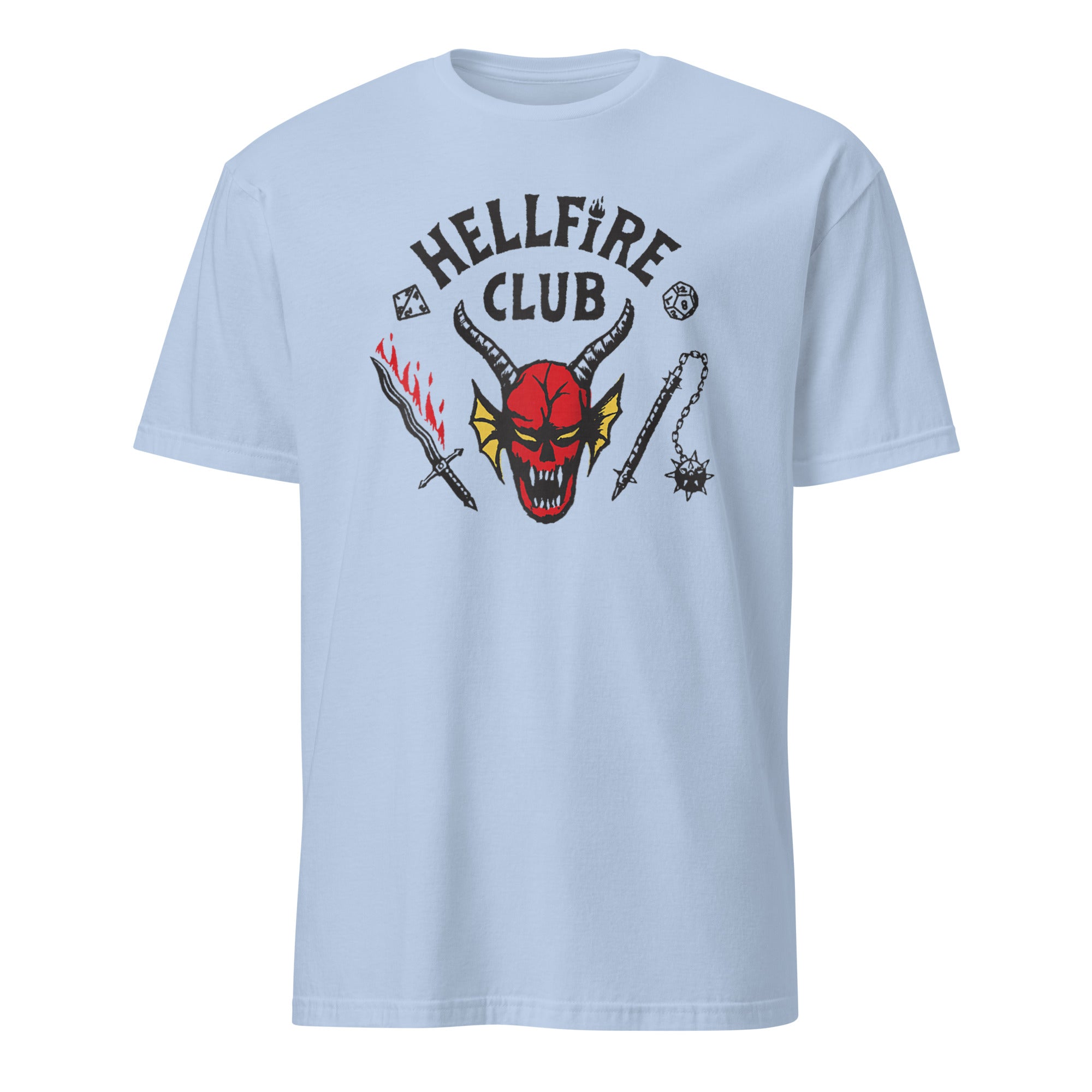 Stranger Things 4 Hellfire Club Logo Baseball T-shirt in Light Blue by Cuccico