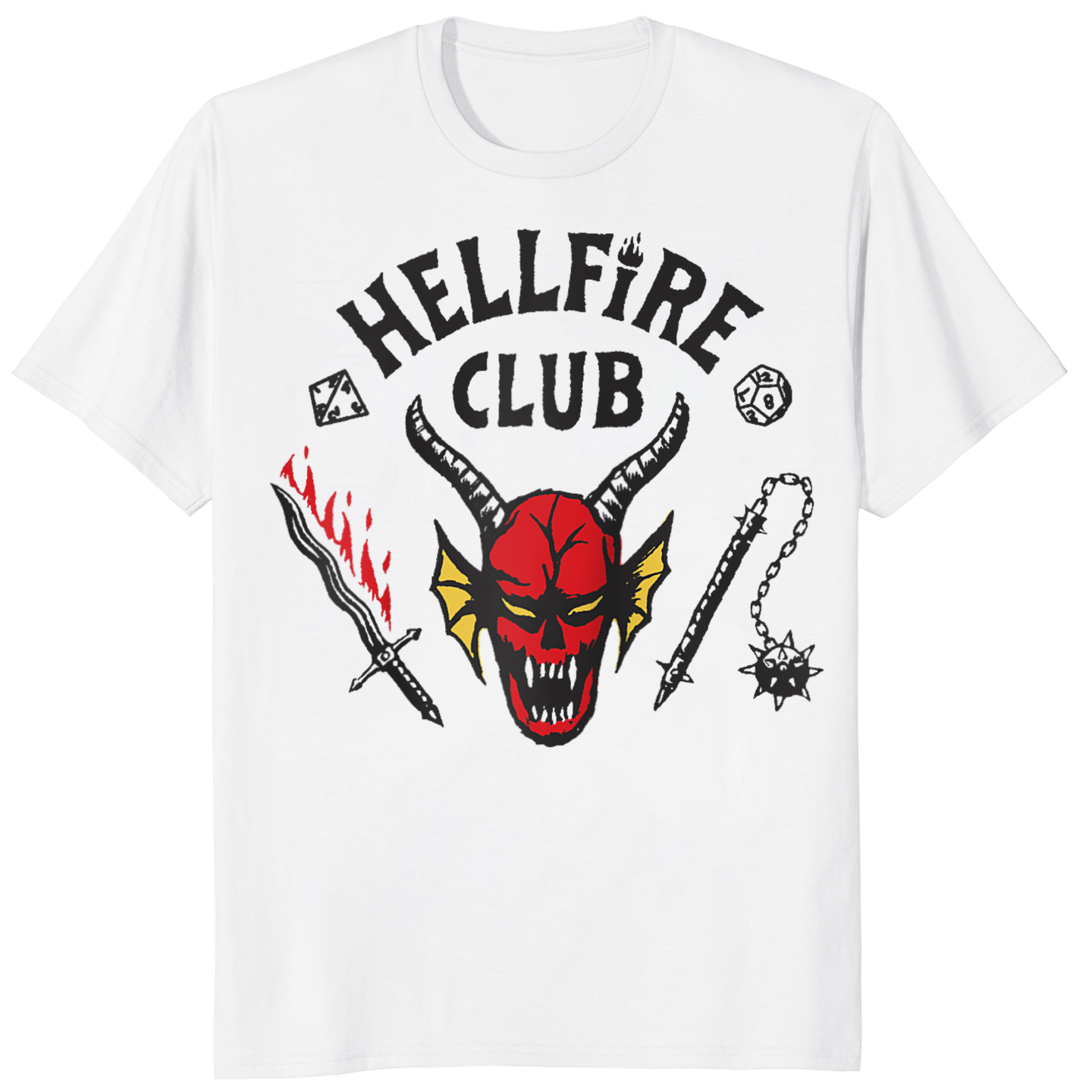 Stranger Things 4 Hellfire Club Logo Baseball T-shirt in White by Cuccico