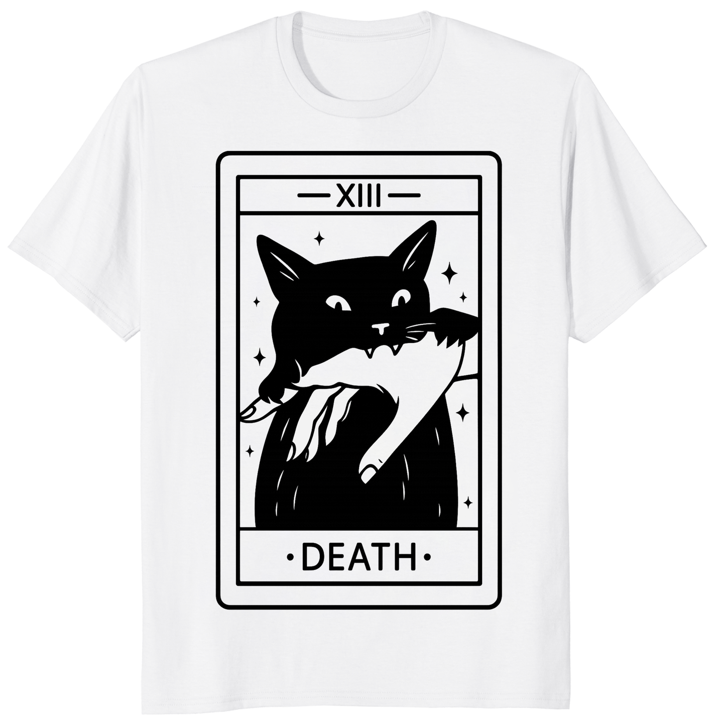 Tarot Card Black Cat Shirt in White by Cuccico