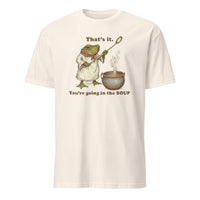 Cuccico That’s It You’re Going in the Soup Funny Frog Meme Tee in natural beige
