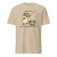 Cuccico That’s It You’re Going in the Soup Funny Frog Meme Tee in sand