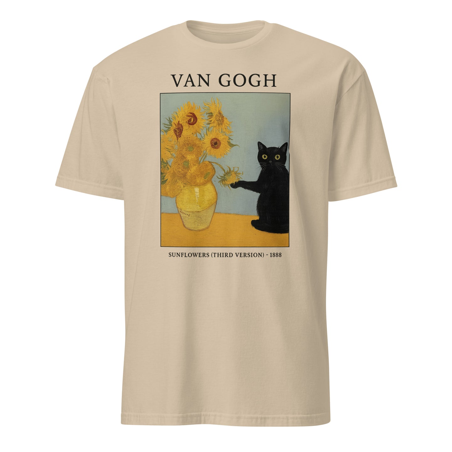 Van Gogh Cat Shirt featuring Black Cat and Sunflowers in Sand by Cuccico