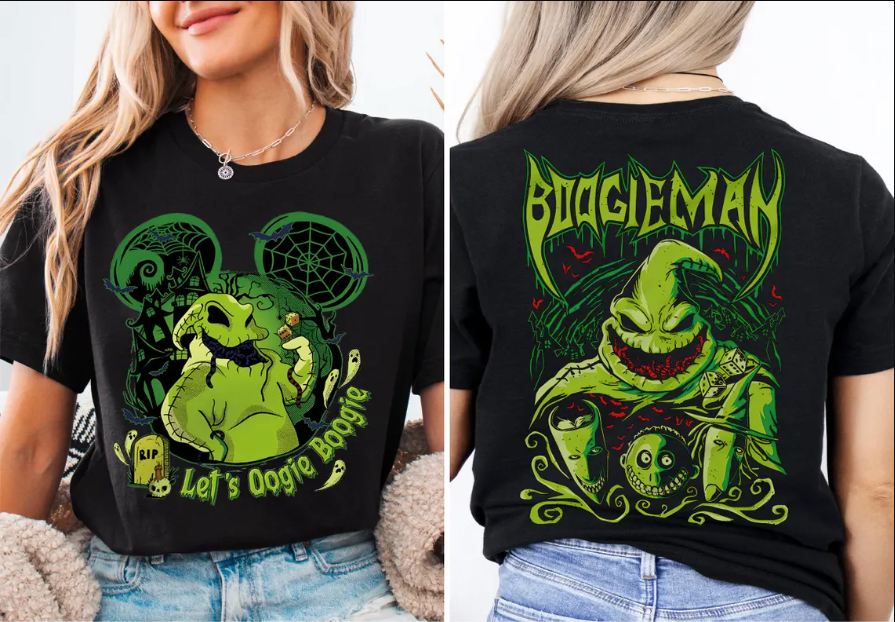 Vintage Retro Boogie Man Shirt in Black – Halloween Boogie T-Shirt with Oogie Boogie design