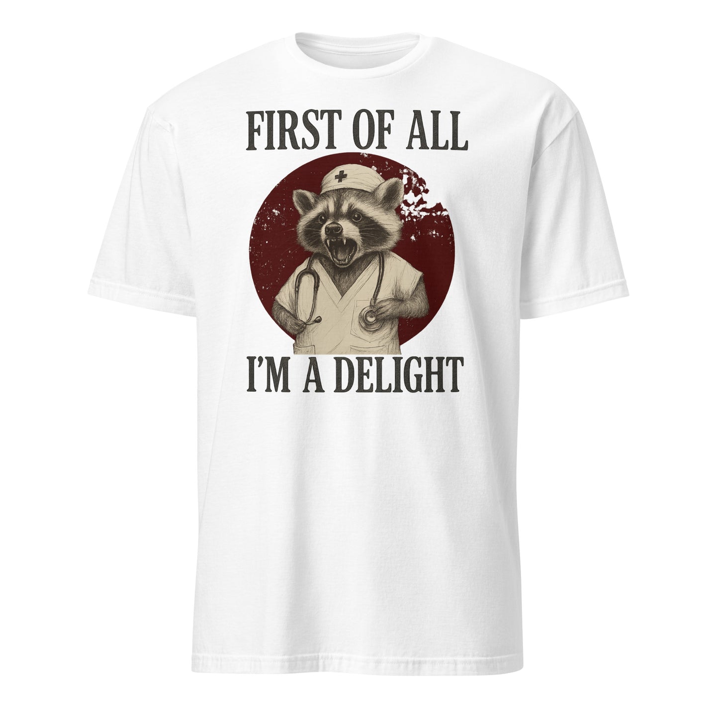 Cuccico First Of All I’m A Delight Raccoon Nurse Tee in White