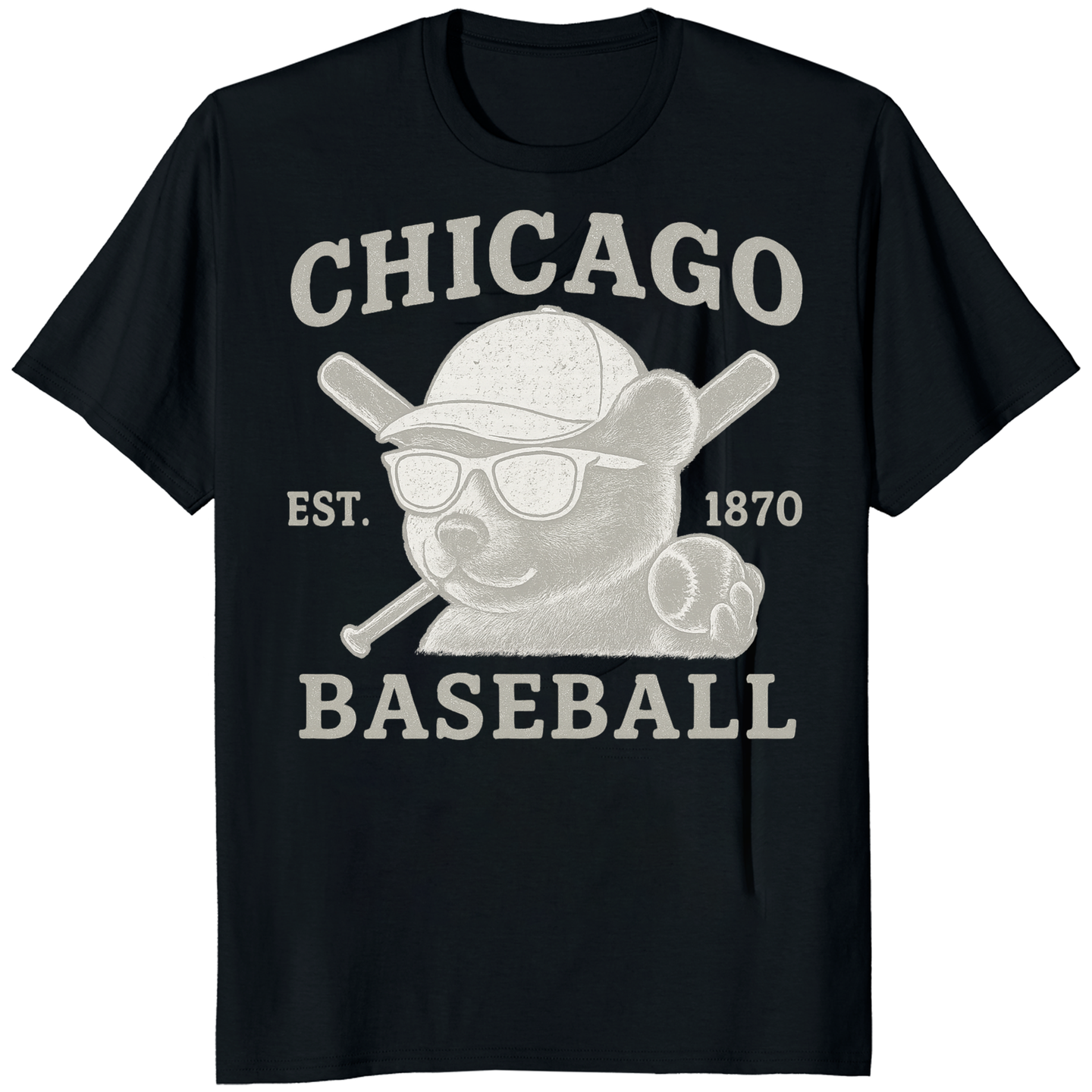 Vintage Chicago Cubs Walking Bear Retro Baseball T-Shirt in white