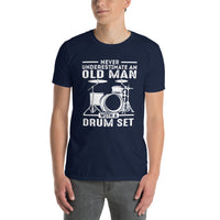 Drummer T-Shirt: Old Man With Drum Set | Gift - Cuccico Design