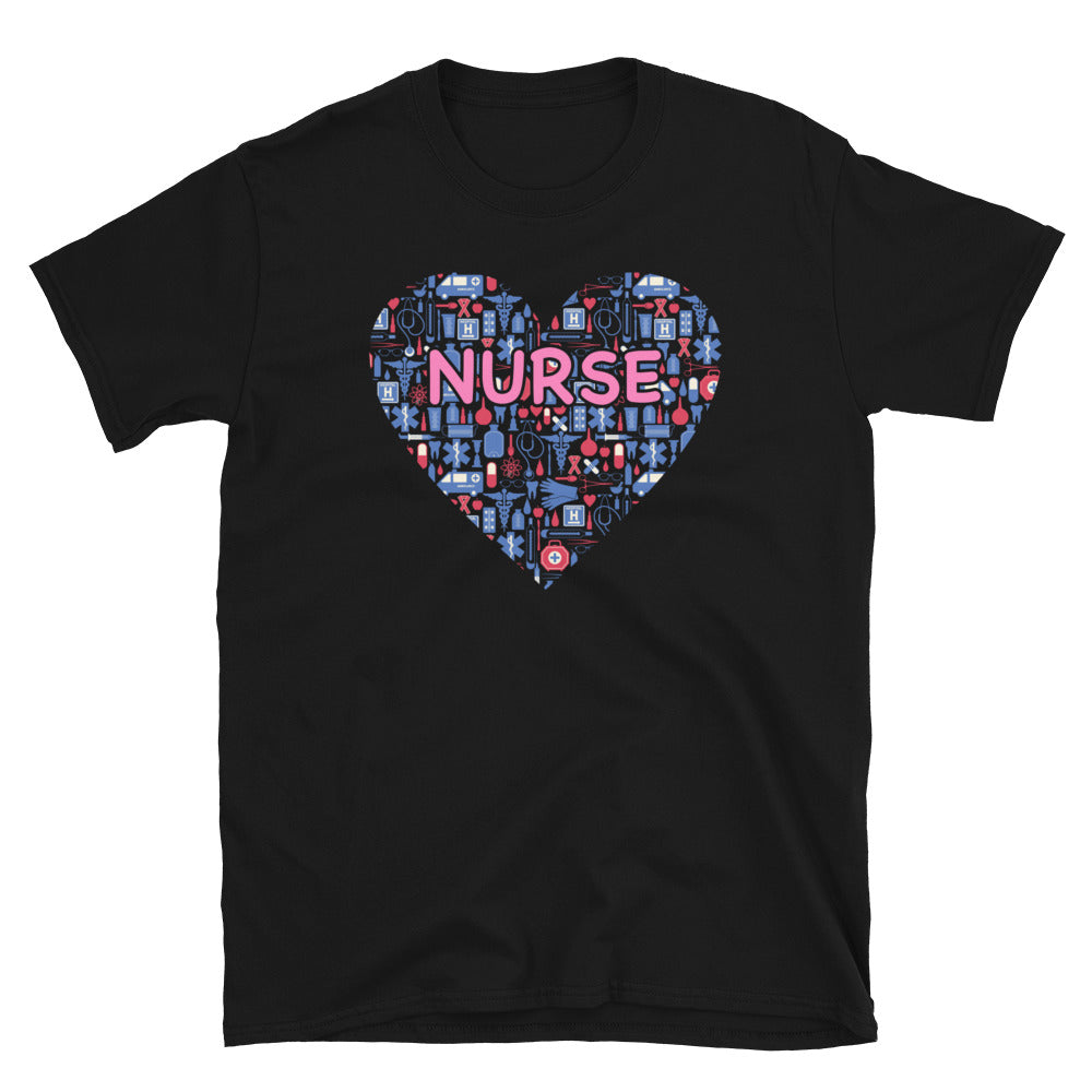 Nurse T-Shirt with Heart Design | Funny Gift for Nurses & Students - Cuccico Design