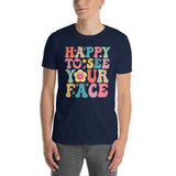 Retro Groovy Happy Face Teacher T-Shirt | Back to School Gift - Cuccico Design