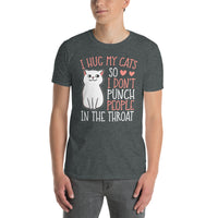 Funny Cat Shirt: I Hug My Cat So I Don't Punch People Tee - Cuccico Design
