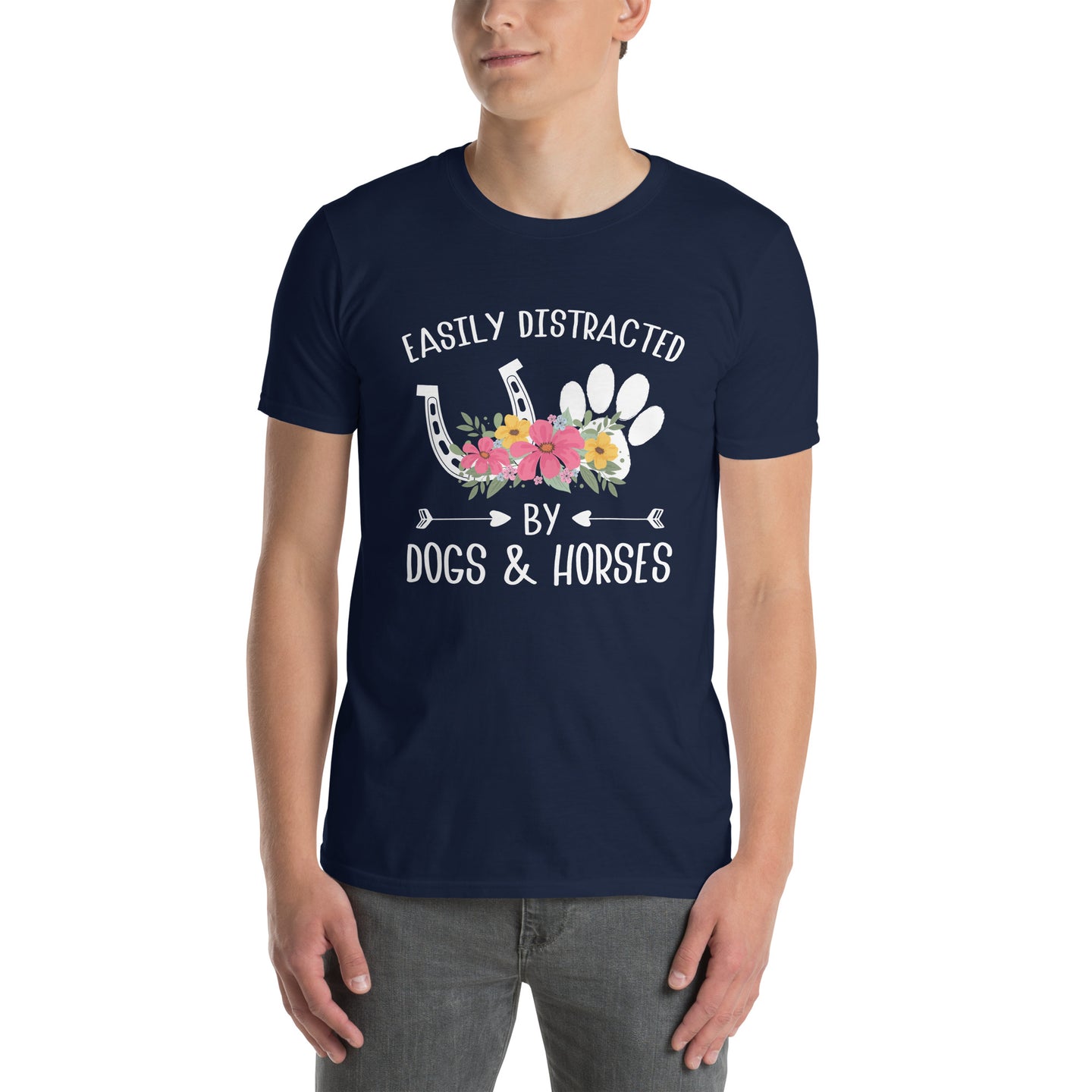 Easily Distracted By Dogs And Horses Funny T-Shirt - Cuccico Design