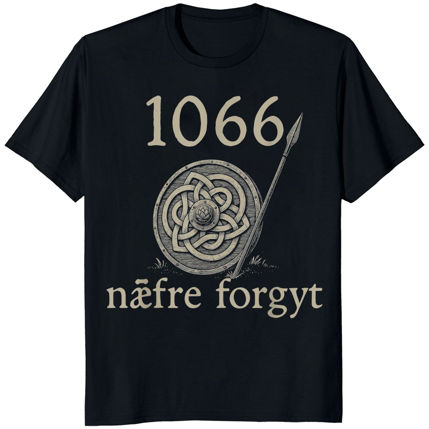 Cuccico Black 1066 Naefre Forgyt Viking England History Shirt – Never Forget 1066 Viking Battle Tee