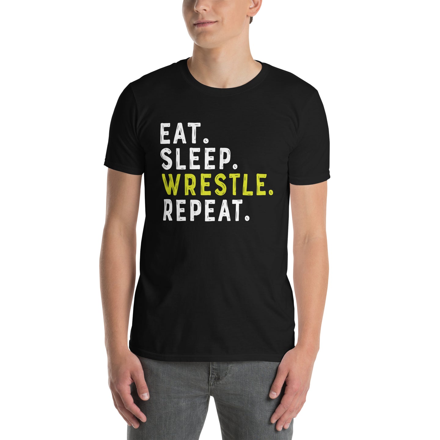 Eat Sleep Wrestle Repeat Wrestling T-Shirt - Cuccico Design