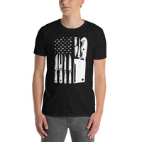Chef Knife American Flag T-Shirt - Patriotic Cooking Shirt - Cuccico Design