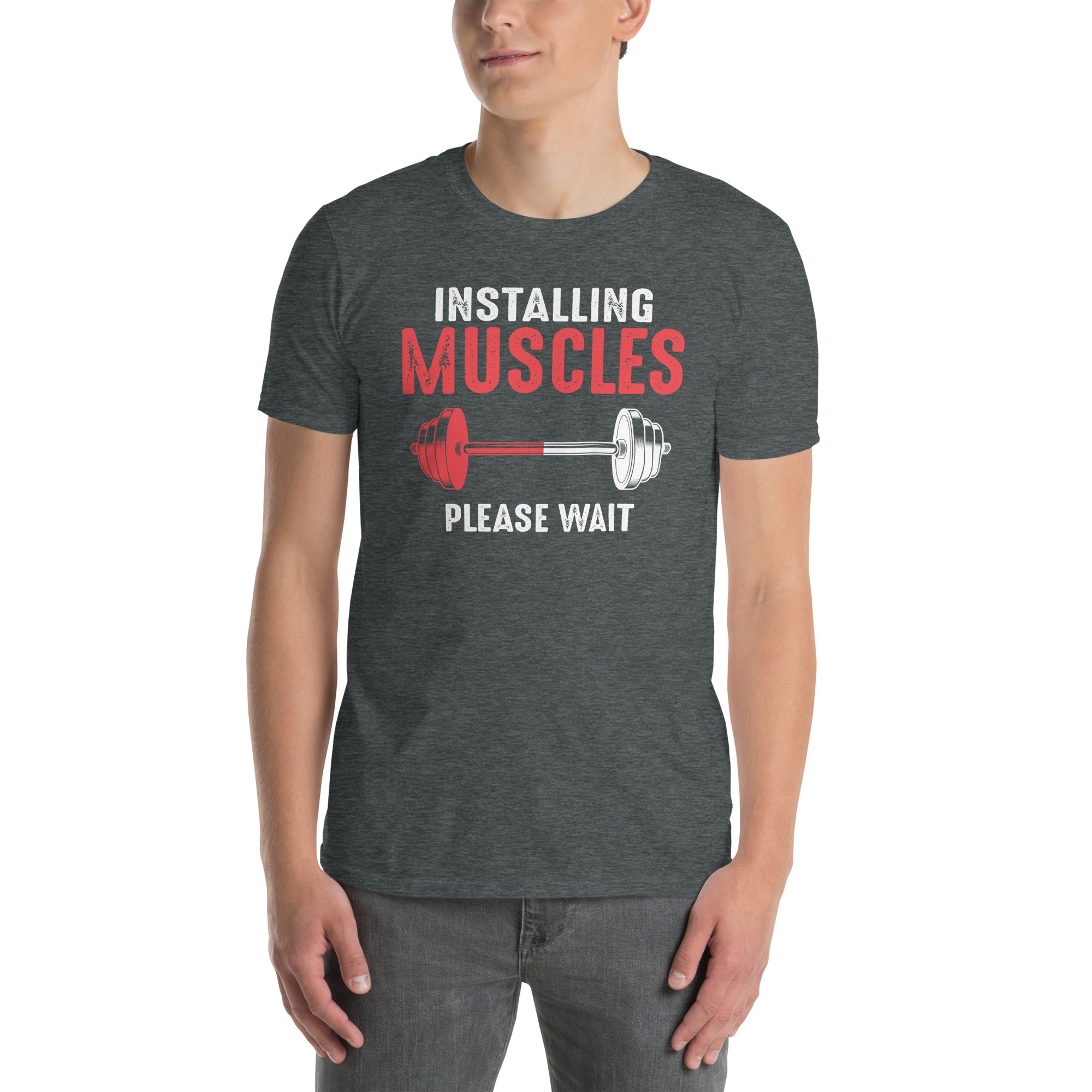 Funny Workout T-Shirt | Gym Shirt Installing Muscles Gift - Cuccico Design