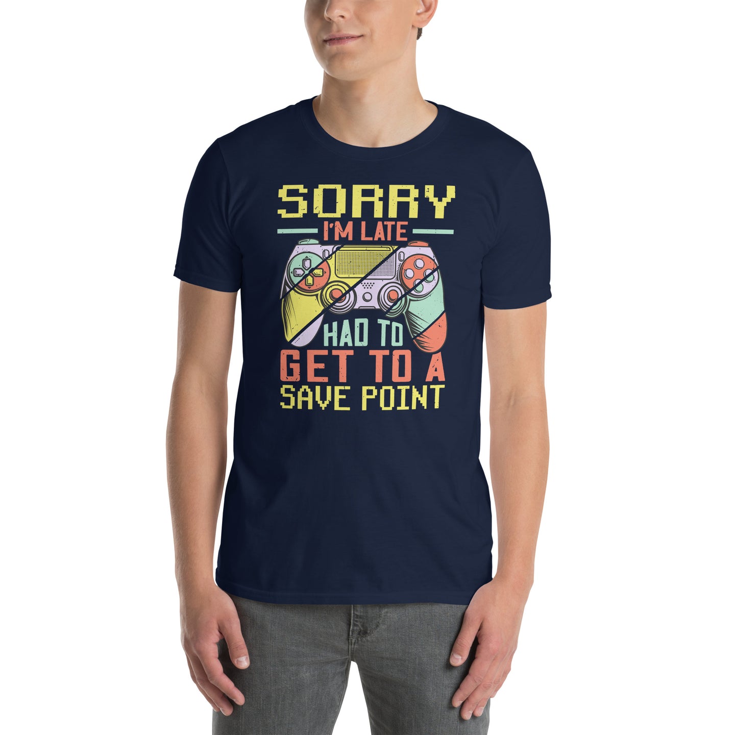 Funny Gamer Shirt: Sorry I'm Late Save Point T-Shirt - Cuccico Design
