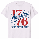 1776 Land of the Free USA Independence Day Shirt in Ice Grey