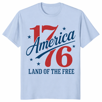 1776 America Retro Patriotic Graphic Tee in Light Blue